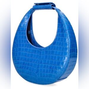 STAUD Vibrant Blue Croc-Embossed Hobo Bag